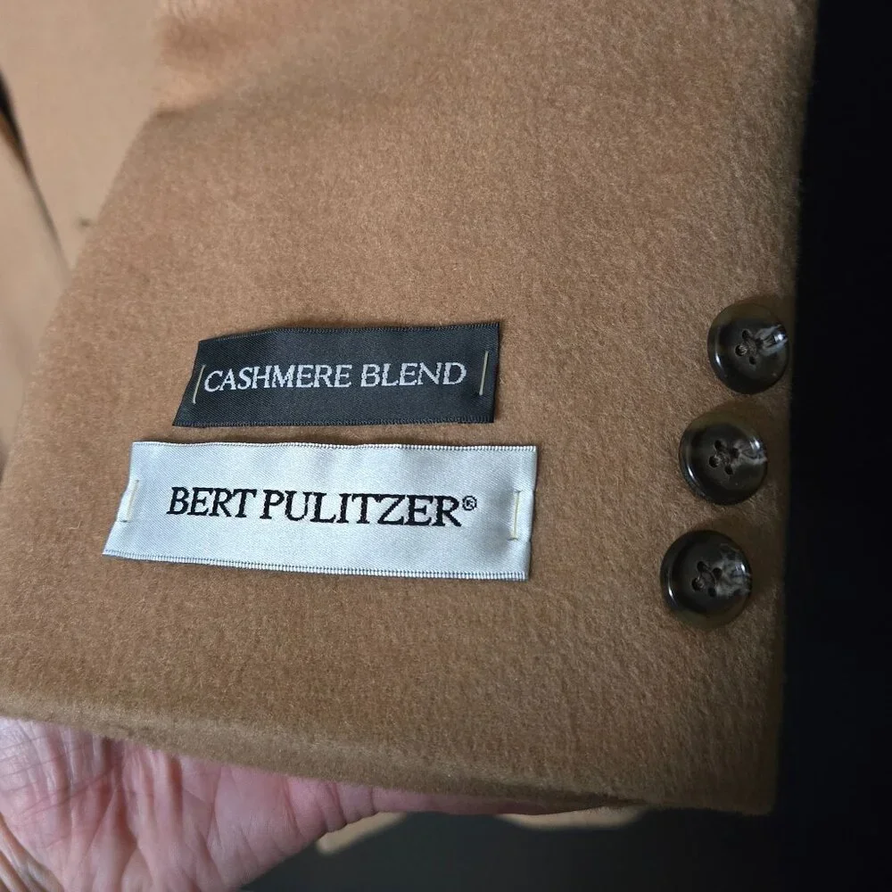 Bert Pulitzer‎ Mens Camel Wool Cashmere Blend Overcoat R50 Trench Coat Old Money